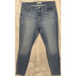 Levis Jeans Womens W34 L30 Blue Skinny High Rise Stretch Medium Wash Whiskered